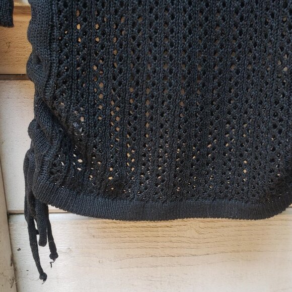 Black knit/mesh-y cover-up with side ties - Picture 6 of 10
